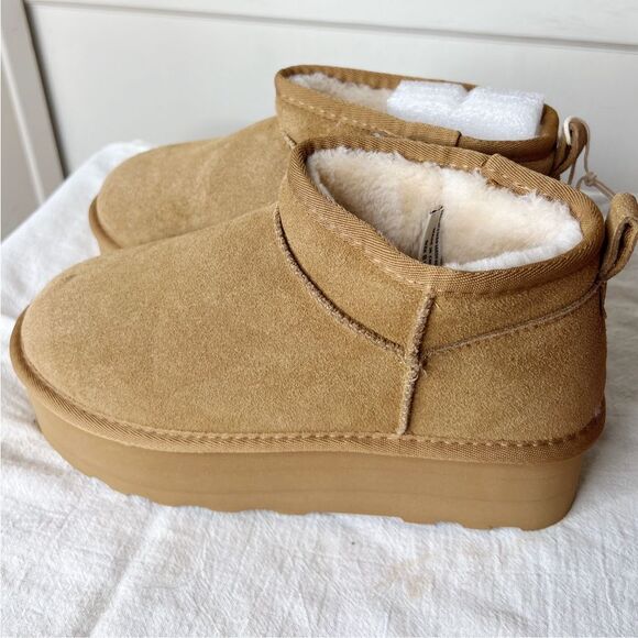 Cushionaire Hippy Women’s Suede Platform Ankle Boots Chestnut Size 8 New - Picture 3 of 9